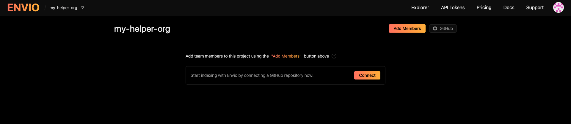 Organization Page After Install